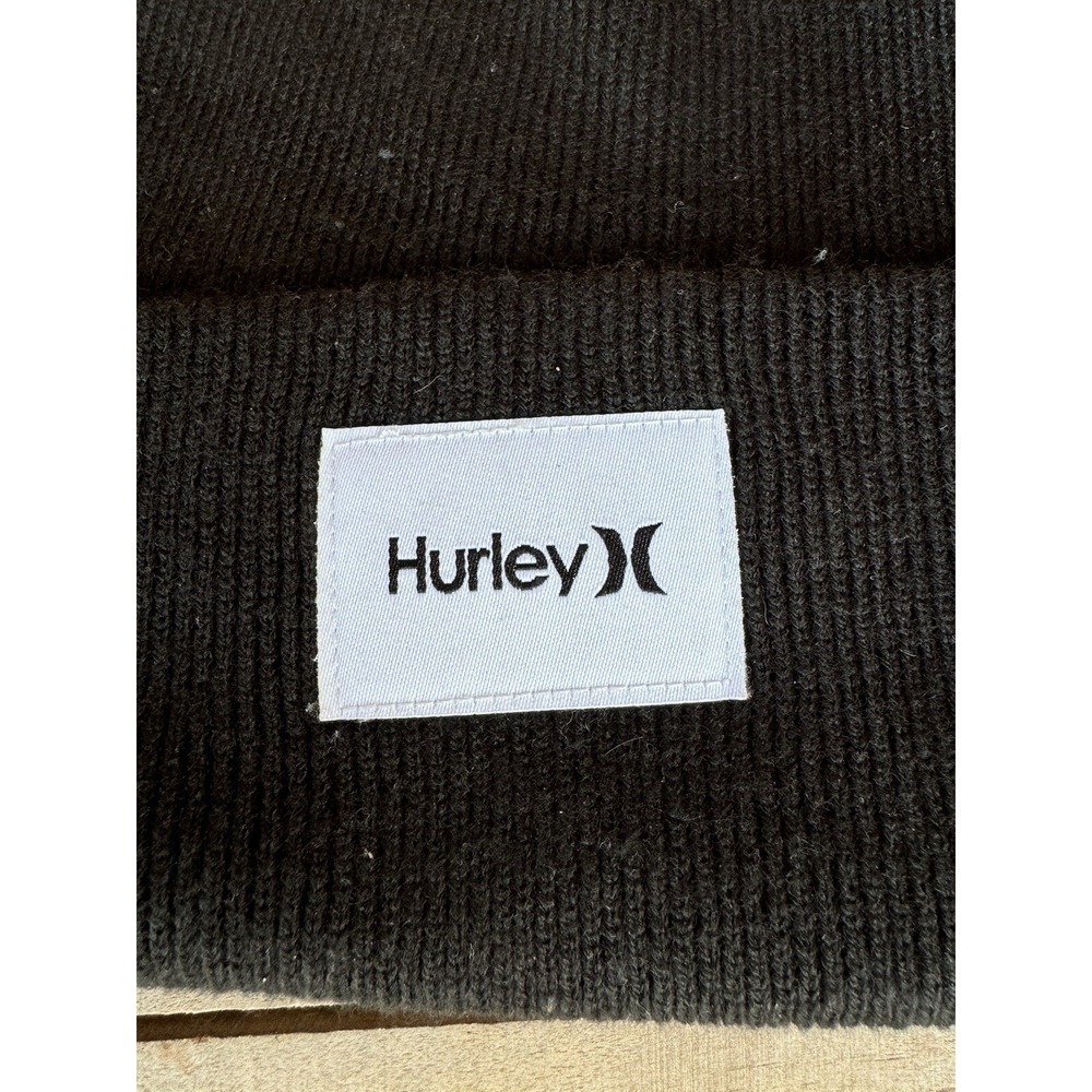 Hurley Beanie Hat Skull Cap Winter Hat Hurley Patch Black Color - Picture 4 of 8